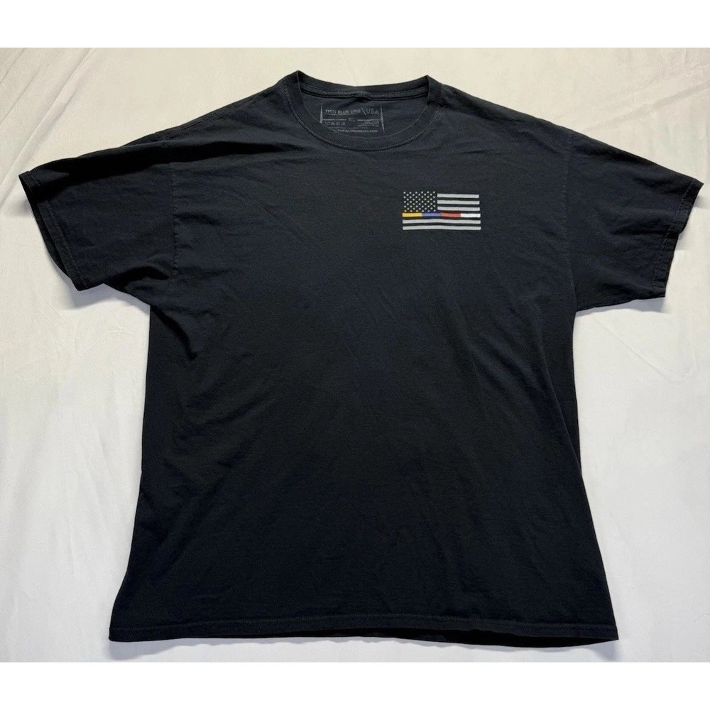 Thin Blue Line USA XL shirt 9/11 Never Forget graphic tee American flag black